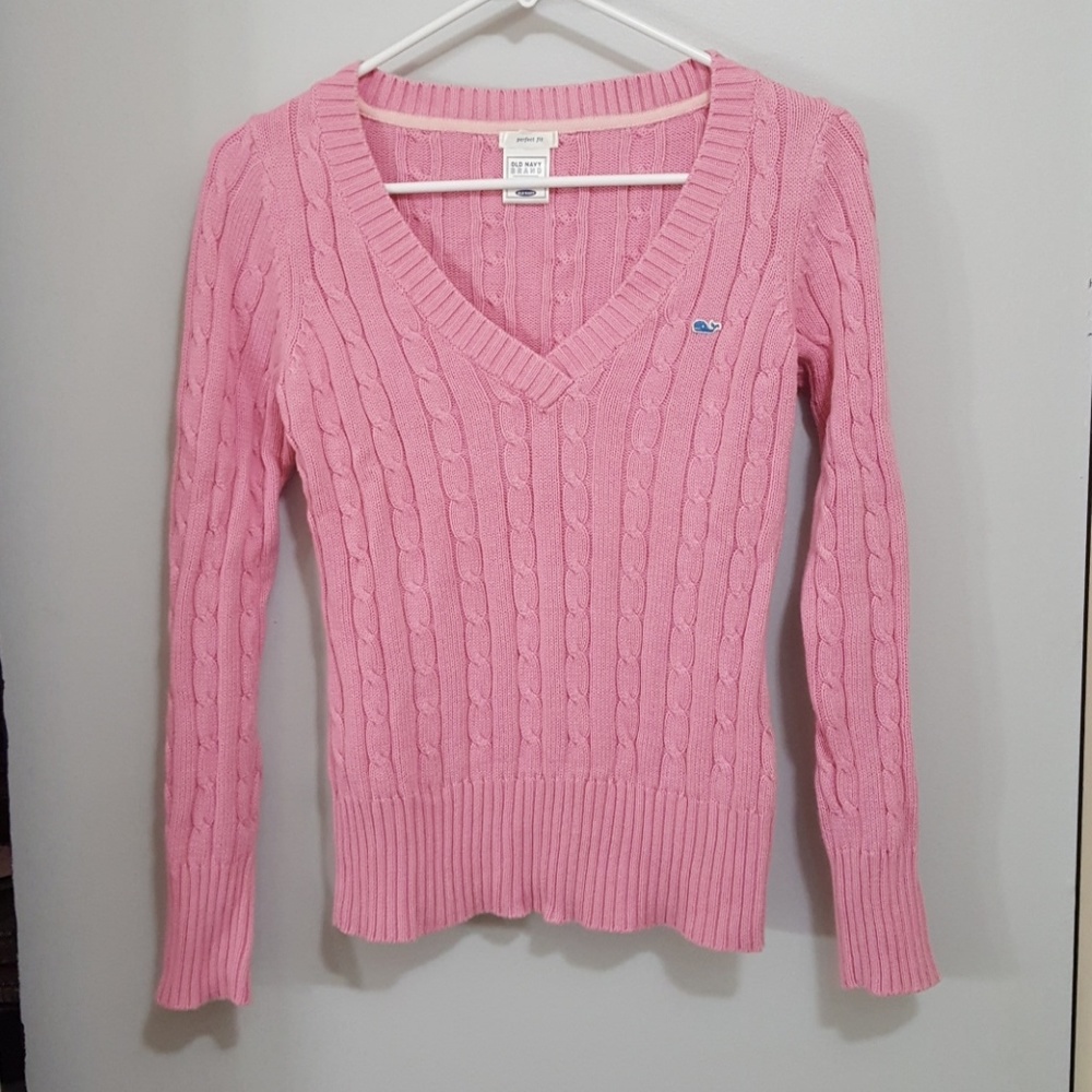 Cable knit sweater.